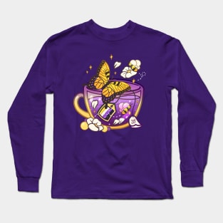 Pride Flag Teacups - Butterfly Non-Binary Long Sleeve T-Shirt